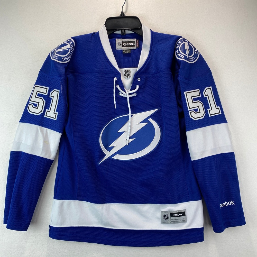 Reebok Tampa Bay Lightning Filppula 51 NHL Jersey Women S Blue White Hockey VTG